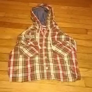 Long sleeve brown green red and white flannel